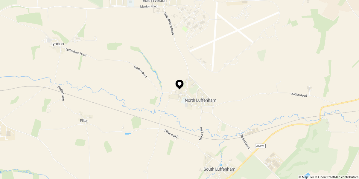 Approximate location of Lyndon Road, North Luffenham, Oakham, LE15