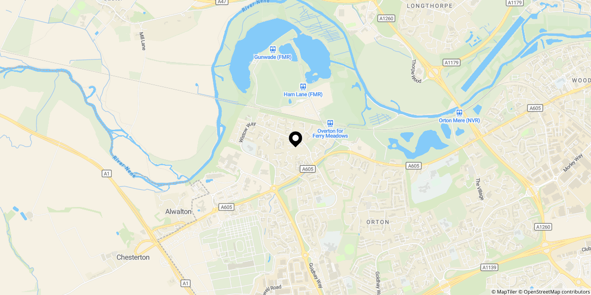 Approximate location of Kingfishers, ORTON WISTOW, Peterborough, PE2