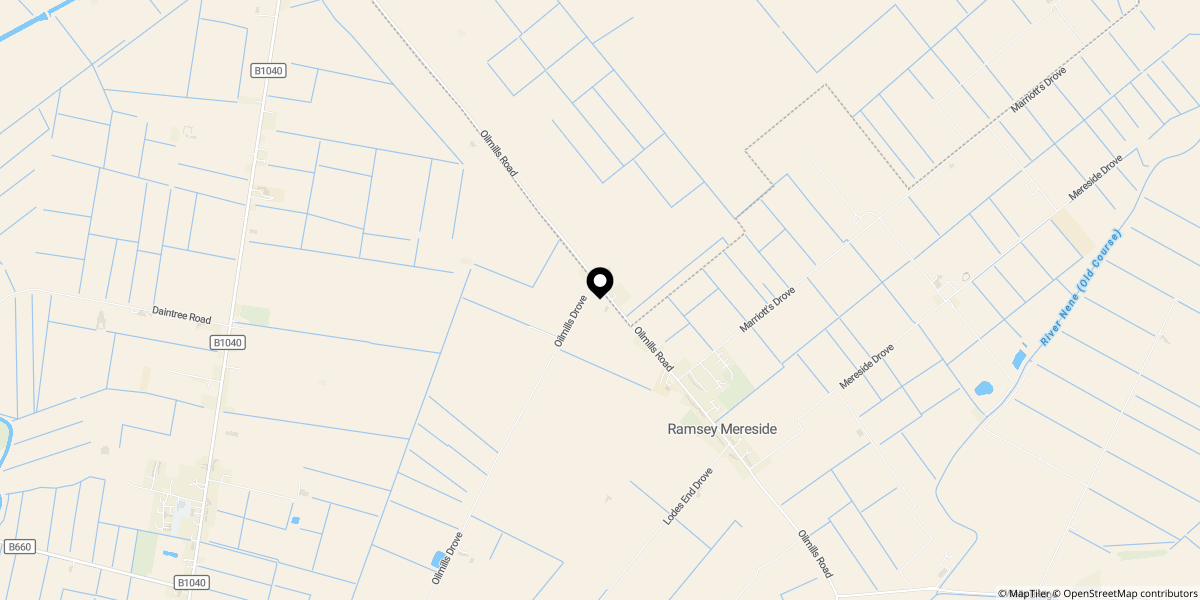 Approximate location of Oilmills Road, Ramsey, Huntingdon, PE26