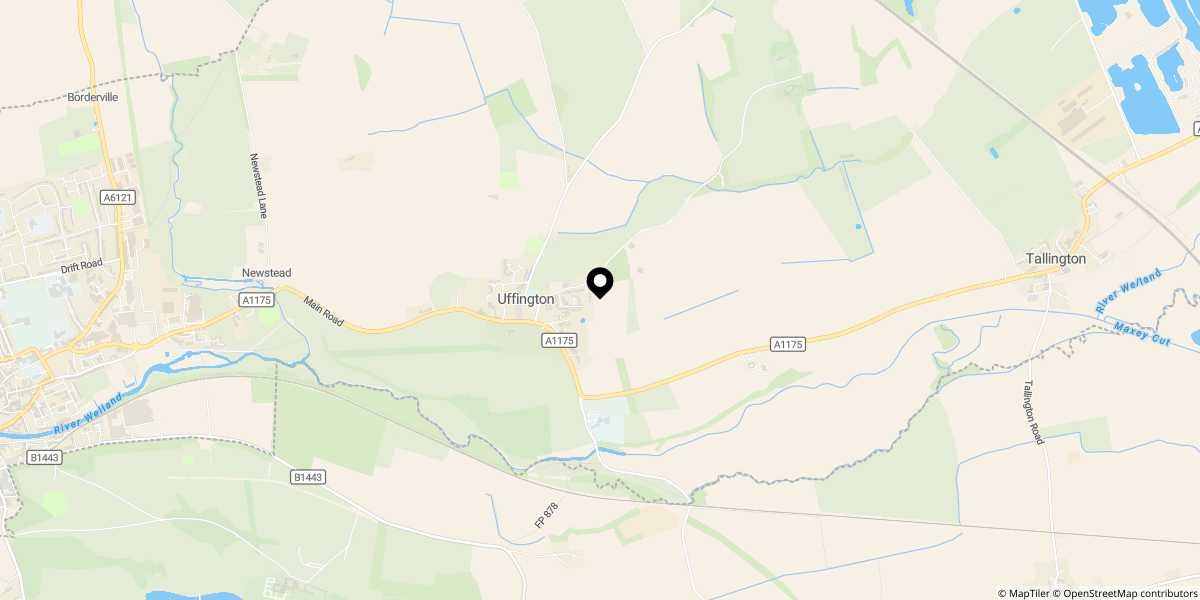 Approximate location of Casewick Lane, UFFINGTON, Stamford, PE9
