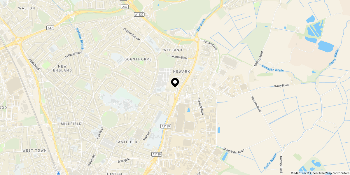 Approximate location of Eye Road, DOGSTHORPE, Peterborough, PE1