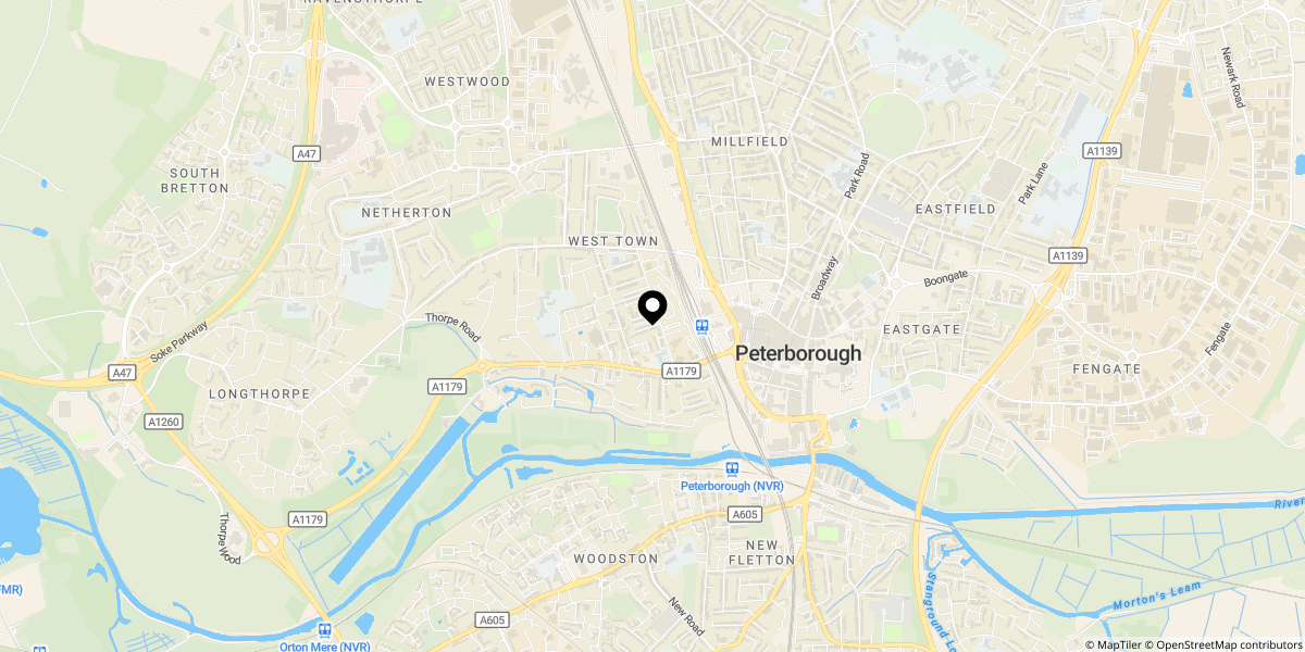 Approximate location of Midland Road, Peterborough, PE3