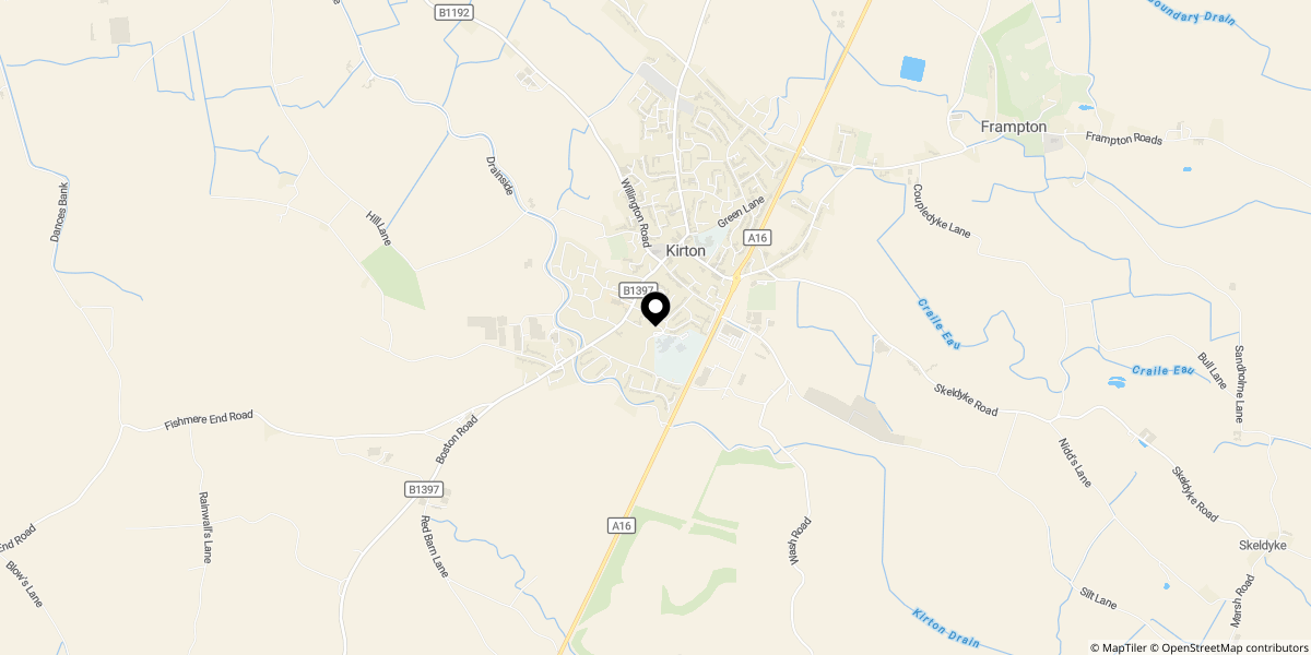 Approximate location of Fossitt Place, KIRTON, Boston, PE20 